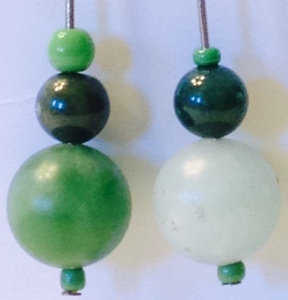 Plain green beads close up