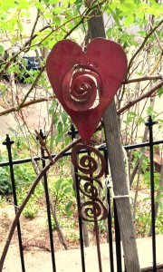 Red Metal Heart Garden Art