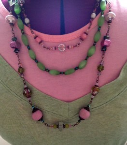 Spring Necklace on mannequin, front view