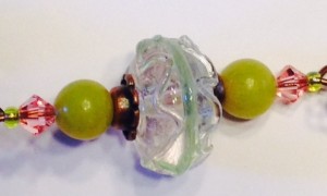 Spring necklace with green striped bead